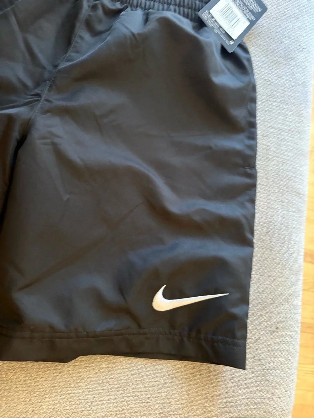 Nike Black Athletic comfy sporty  Shorts with White Swoosh and Logo Accent Boy